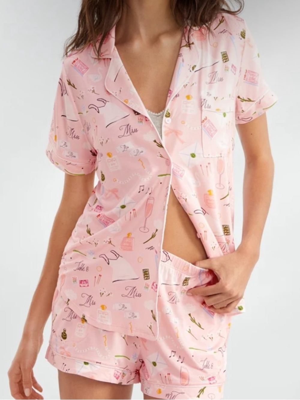 Kate Spade New York With Love Bridal Modal Jersey Short Sleeve Pajama Set Sz L - Picture 1 of 11